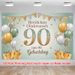 90th Birthday Party Banner - 2D Flat Polyester Backdrop With Crown Balloon Theme, Wall Hanging Photo Props, Party Decor_maomaolike.com