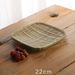 Woven Small Green Leather Tea Snack Tray Storage Living Room Dessert Dried Fruit Plate Bamboo Basket Dustpan_maomaolike.com