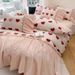 French All-Cotton Brushed Heart Bedding For Girls, Pure Cotton Edge Duvet Cover, Princess Style Bed Sheet Set_maomaolike.com