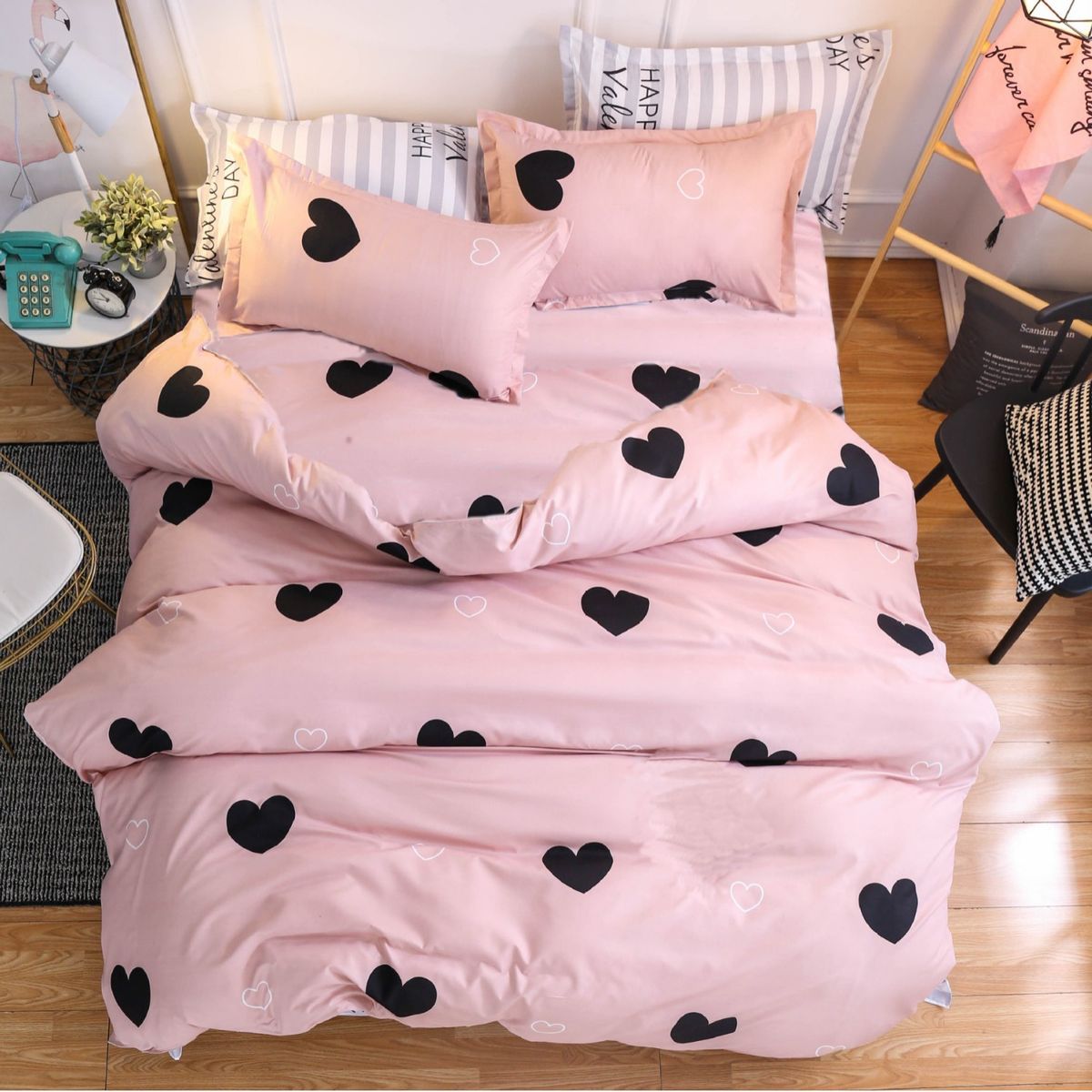 Soft Fiber Printed Floral Three Piece Bedding Set Duvet Quilt Cover_maomaolike.com