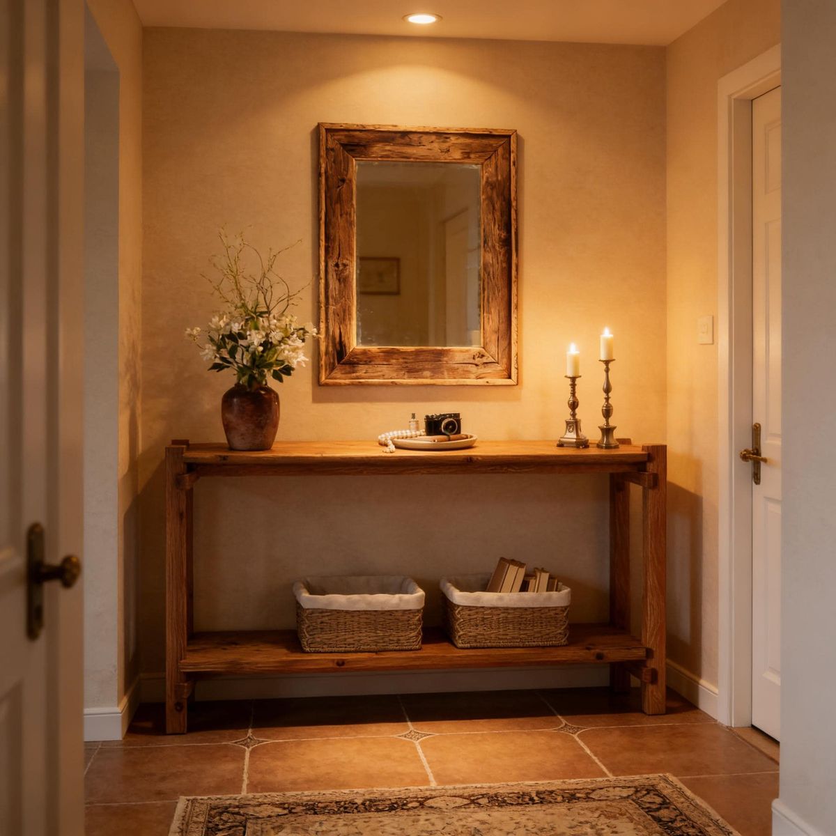 Solid Wood Console Table, 2-Tier Farmhouse Entryway Table With Storage_maomaolike.com