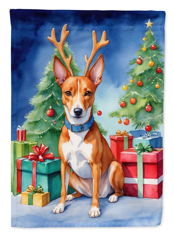 Basenji Christmas Reindeer House Flag Large Porch Sleeve Pole Decorative Outside Yard Banner Artwork Wall Hanging, Polyester, House Size, Multicolor_maomaolike.com