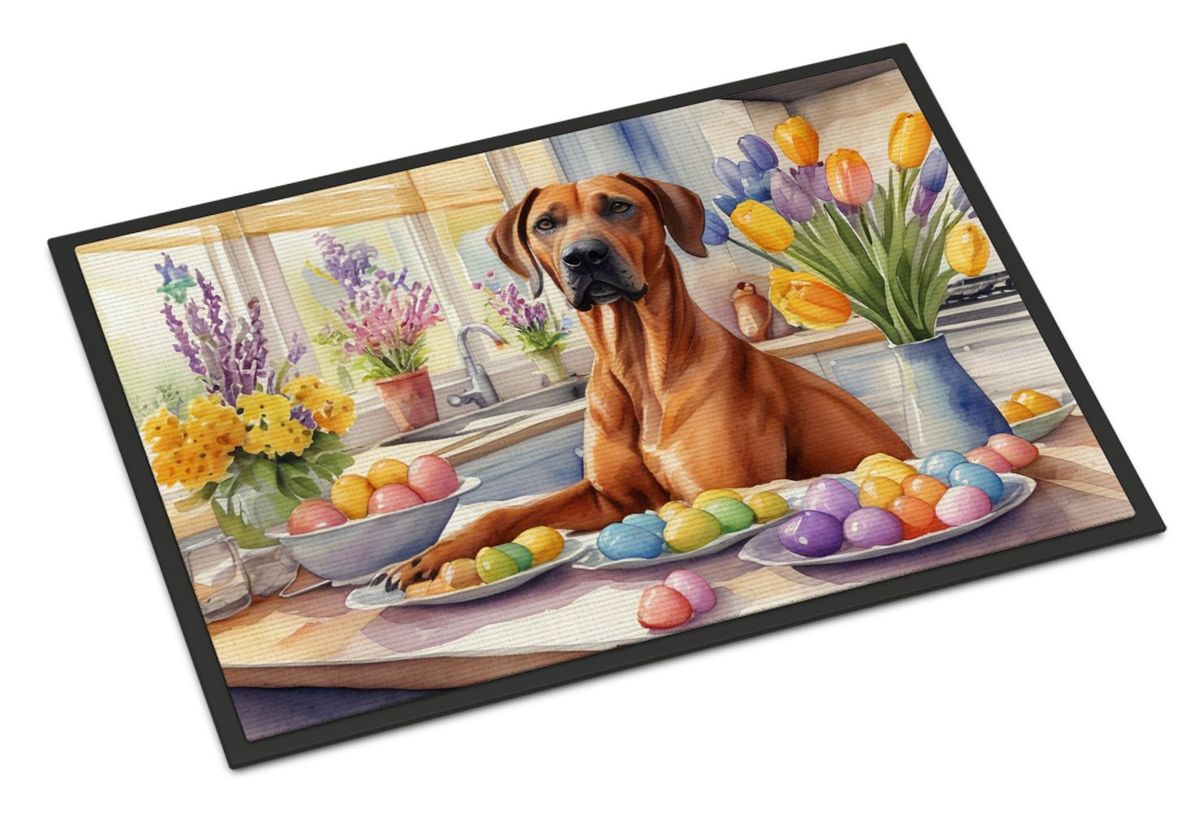 Decorating Easter Rhodesian Ridgeback Doormat Front Door Mat Indoor Outdoor Rugs For Entryway, Non Slip Washable Low Pile, 24H X 36W_maomaolike.com