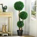 3.5ft Artificial Tree, Triple Ball Boxwood Topiary With Pot And Sandalwood Leaves, For Indoor Outdoor Home_maomaolike.com