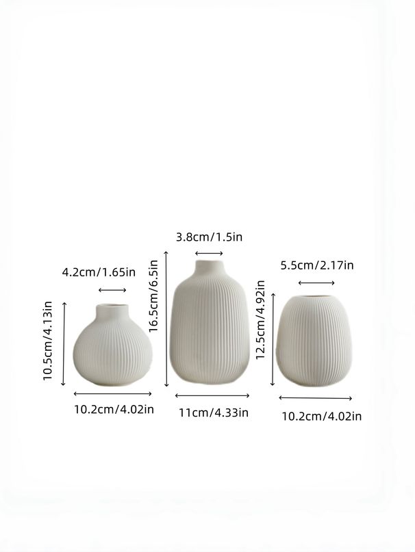 3PC Ceramic Minimalist Floral Vase, Suitable For Home Decoration, Desktop Decoration, Living Room, Dried Flowers And Fresh Flowers_maomaolike.com