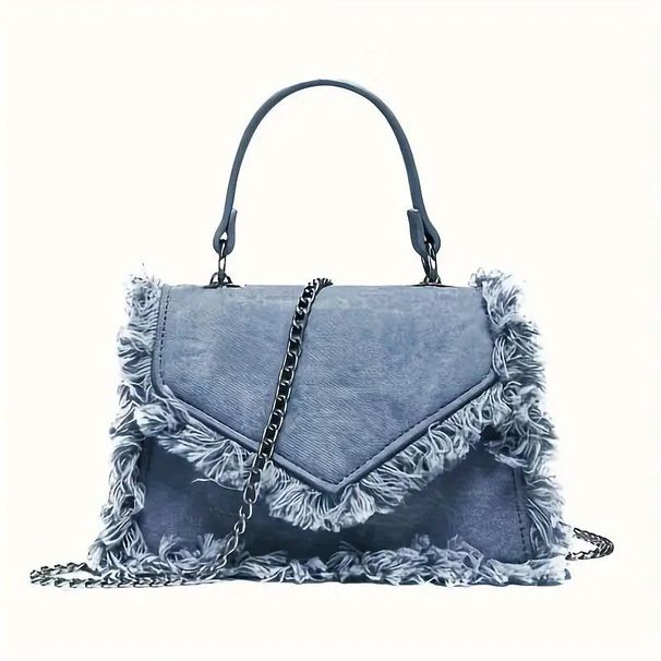 Women Mini Top Handle Raw Trim Shoulder Bags Denim Crossbody Jean Purse_maomaolike.com