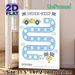 Race Car Themed Reward Chart Painting Poster, Cute Cartoon Race Track With Trophy & Clouds Poster, Practical Tool To Track Progress And Reward_maomaolike.com