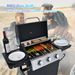 Propane Gas Grill 3 Burner Barbecue Grill, Stainless Steel 26,000 BTU Patio Garden Barbecue Grill With Two Shelves, Lid, Wheels And Bottle Opener_maomaolike.com