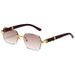 Unisex Square glasses Rimless cut edge sunglasses Women's fashion glasses gradual color sunscreen sunglasses_maomaolike.com