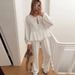 Women's Clothing casual fashion lace round neck lantern sleeve shirt high waist pants suit_maomaolike.com