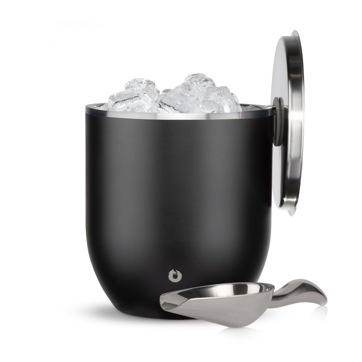 Stainless Steel Ice Bucket With Lid And Scoop, Black_maomaolike.com