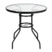 Outdoor Dining Table Round Toughened Glass Table Yard Garden Glass Table(SAME AS 93152635)_maomaolike.com