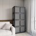 506QT 4-Pack Transparent Stackable Storage Bins With 5 Doors To Open With Wheels, Folding Plastic Craft Containers Large Closet Organizers Box For Bedrooms Living Rooms Study Kids' Toys, Black_maomaolike.com