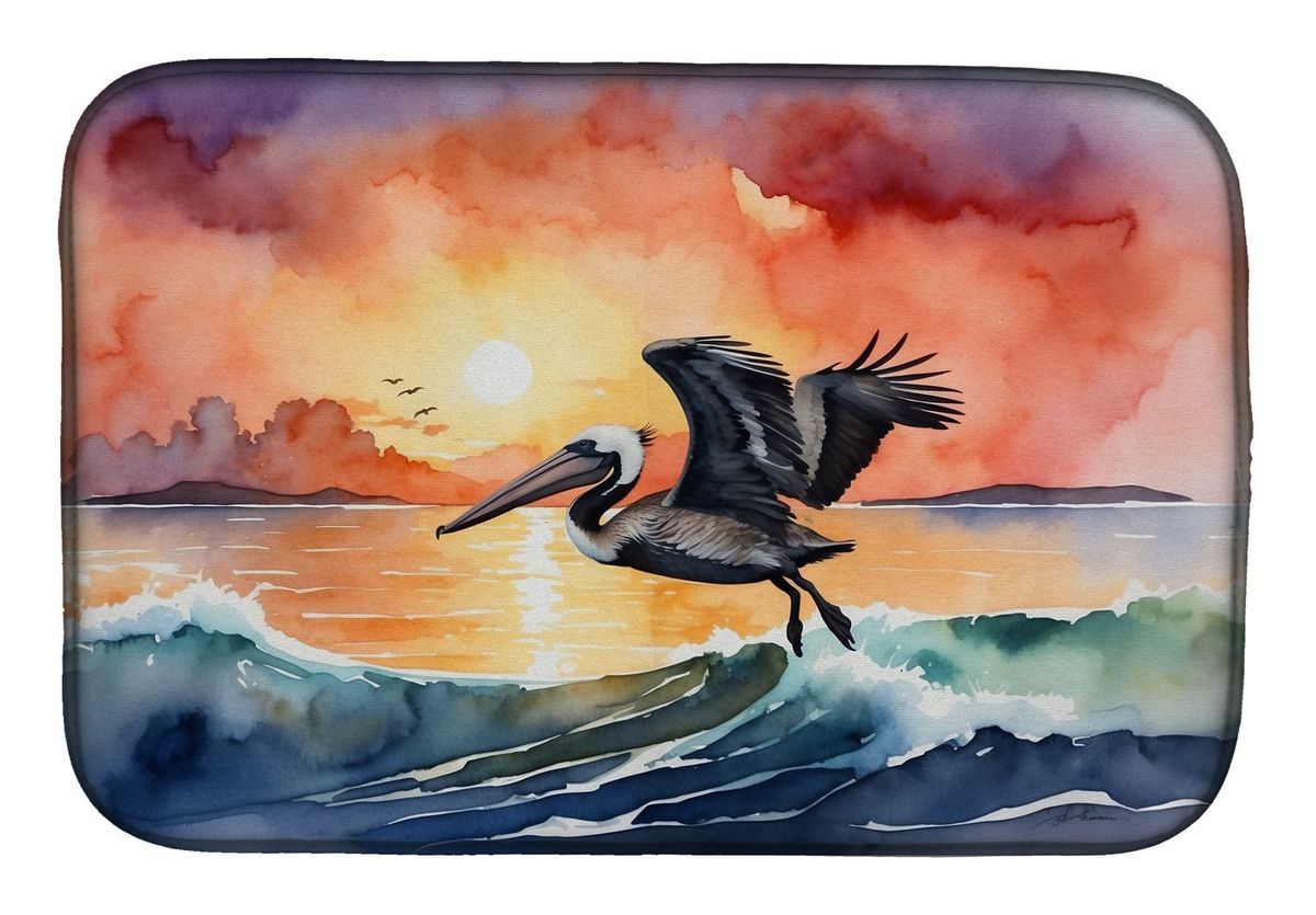 Pelican Fiery Sunset Dish Drying Mat Absorbent Dish Drying Mat Pad For Kitchen Counter Dish Drainer Mat For Countertop, 14 X 21", Multicolor_maomaolike.com