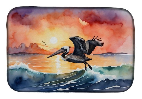 Pelican Fiery Sunset Dish Drying Mat Absorbent Dish Drying Mat Pad For Kitchen Counter Dish Drainer Mat For Countertop, 14 X 21", Multicolor_maomaolike.com
