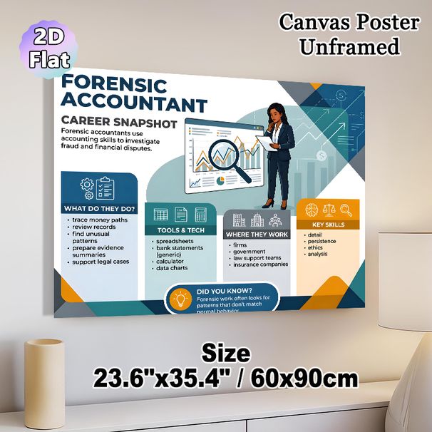 Forensic Accountant Career Snapshot Painting Poster, Informative Modern Graphic Poster, Educational Career Guide Detailing Roles, Tools & Skills_maomaolike.com