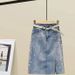 Women's Clothing new slim fit bow short sleeve + hot diamond split denim skirt ins_maomaolike.com