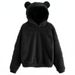 Women's Clothing autumn and winter new fluffy rabbit ears hooded warm sweater sweater_maomaolike.com