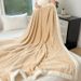 New Cross Border Double Layer Beibei Jacquard Shu Cotton Lambskin Sofa Cover Knitted Velvet Blanket Camel_maomaolike.com