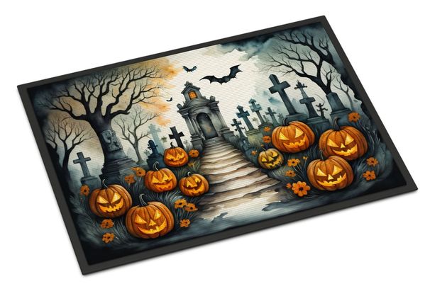 Marigold Spooky Halloween Doormat Front Door Mat Indoor Outdoor Rugs For Entryway, Non Slip Washable Low Pile, 24H X 36W_maomaolike.com