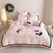 Girlish Heart Autumn Winter Thickened Milk Velvet Four-Piece Set Cute Cat Embroidery Duvet Cover 1.8m Ultra Soft Bedding_maomaolike.com