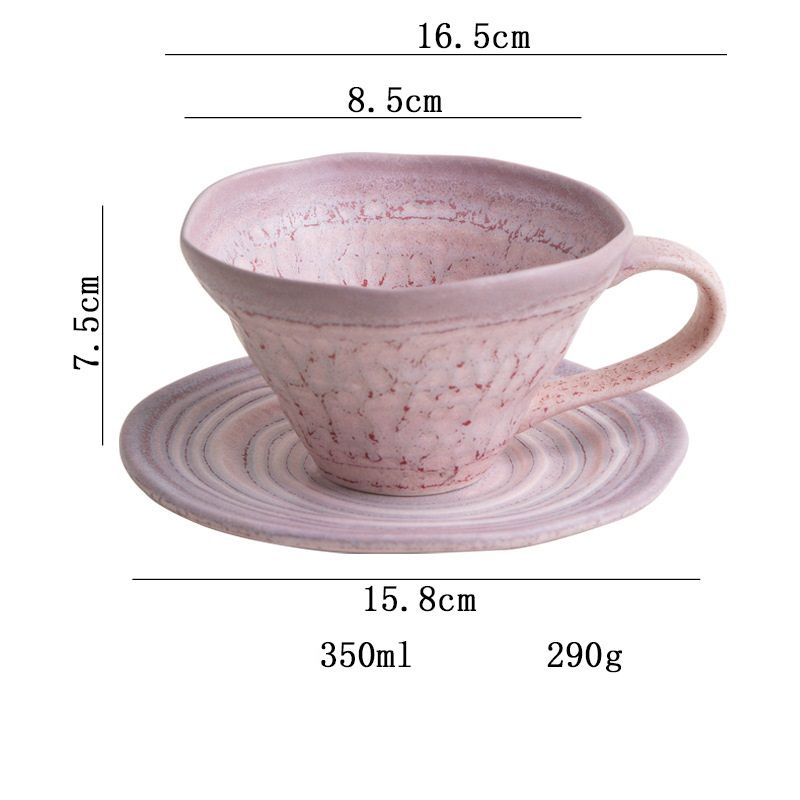 Kiln Textured Retro Coffee Cup And Plate Set Latte Latte Cup Breakfast Cup_maomaolike.com