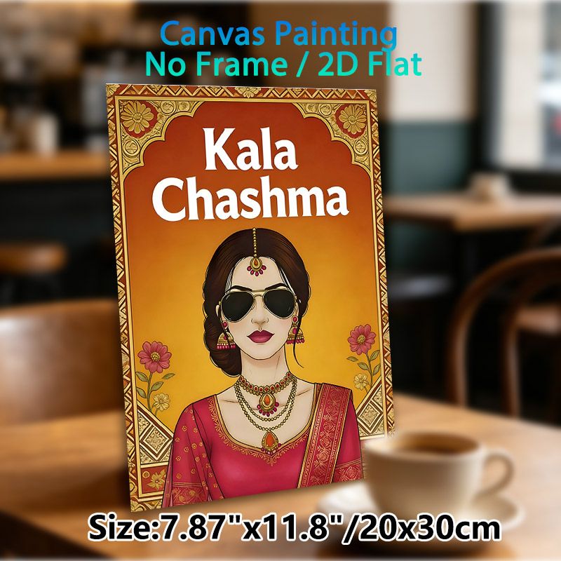 Kala Chashma Indian Traditional Painting Poster, Vibrant Ethnic Style Poster, Eye-catching Cultural Design Featuring Woman In Traditional Attire With_maomaolike.com