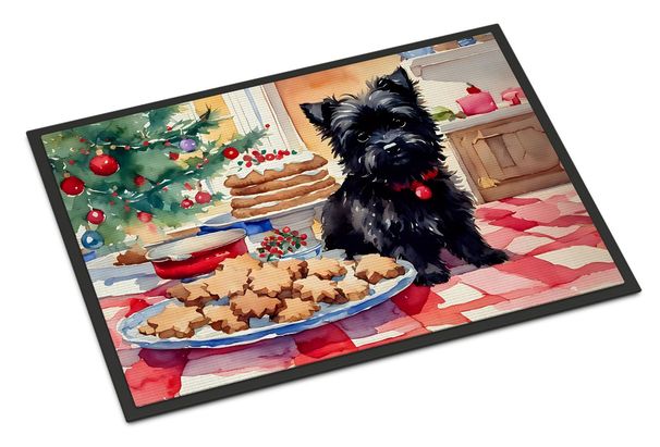 Cairn Terrier Christmas Cookies Doormat Front Door Mat Indoor Outdoor Rugs For Entryway, Non Slip Washable Low Pile, 24H X 36W_maomaolike.com