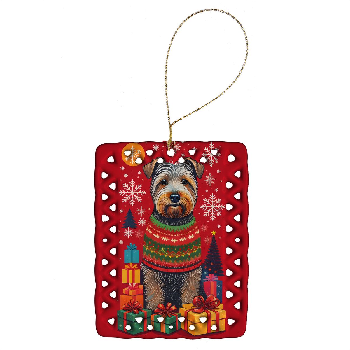 Glen Of Imaal Terrier Holiday Christmas Porcelain Ornament Christmas Tree Hanging Decorations For Home Christmas Holiday, Rectangle, Gift, Multicolor_maomaolike.com