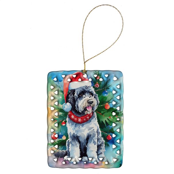 Portuguese Water Dog Christmas Porcelain Ornament Christmas Tree Hanging Decorations For Home Christmas Holiday, Rectangle, Gift, Multicolor_maomaolike.com