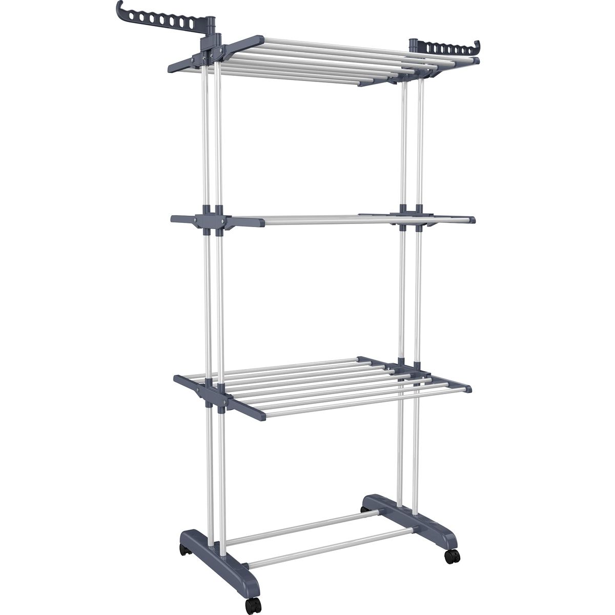 Clothes Drying Racks Bed Linen14 Hooks 24 Drying Poles 4 Castors Movable Foldable Stainless Steel Oversized 4-Tier Clothes Drying Racks_maomaolike.com