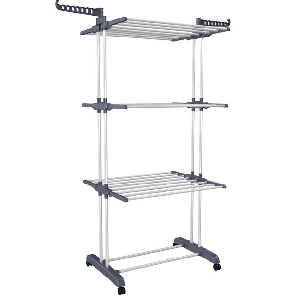Clothes Drying Racks Bed Linen14 Hooks 24 Drying Poles 4 Castors Movable Foldable Stainless Steel Oversized 4-Tier Clothes Drying Racks_maomaolike.com