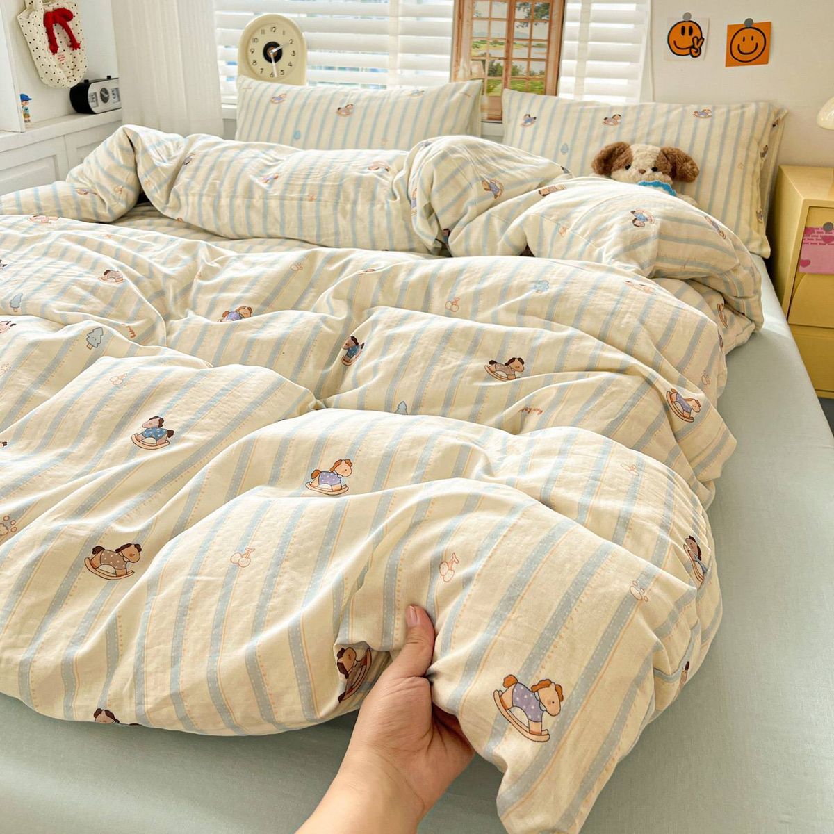 Pure Cotton Layer Bedding Set Baby Grade Duvet Cover Sheet Cloth Single Double Bed Three-Piece Quilted Bedspread_maomaolike.com