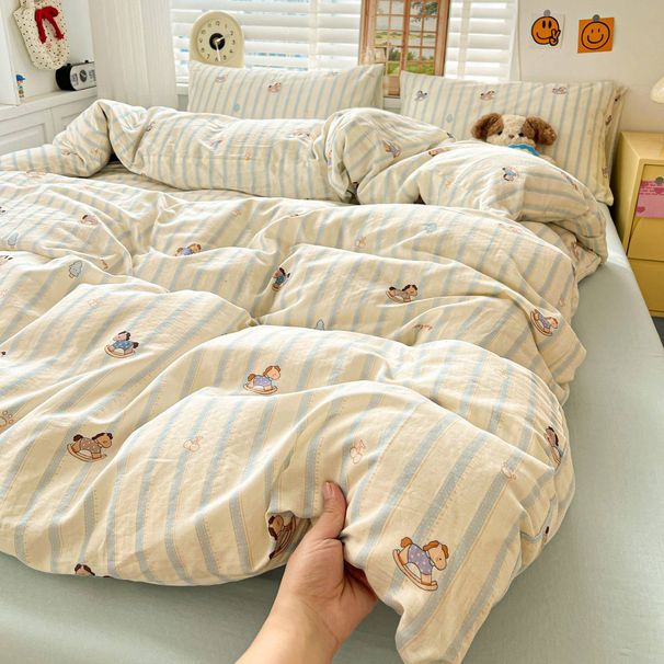 Pure Cotton Layer Bedding Set Baby Grade Duvet Cover Sheet Cloth Single Double Bed Three-Piece Quilted Bedspread_maomaolike.com