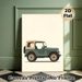 Vintage Off-Road Jeep Painting Poster, Minimalist Flat Design Poster, Retro Sage Green & Beige Vehicle Artwork, Ideal For Living Room, Garage Or Hobby_maomaolike.com