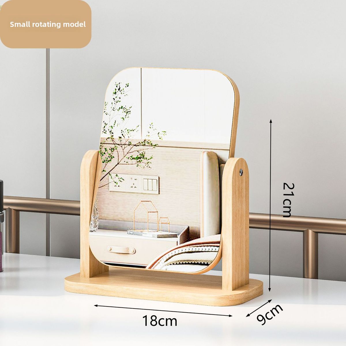 Wooden Element Simple Makeup Rotatable Home Student Dormitory Portable Desktop Dressing Mirror_maomaolike.com