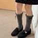 Vintage polka dot socks y2k Bow Pile socks Double needle socks women's slimming leg sleeves_maomaolike.com