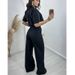 Women's Clothing new fashion cotton and linen short tops high waist wide leg suit pants _maomaolike.com