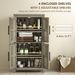 Bathroom Floor Storage Cabinet, Farmhouse Bathroom Cabinet With 4 Doors And Adjustable Shelf, Light Gray_maomaolike.com