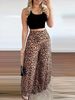 Women's Clothing Elegant print belted tank top leopard print high-waisted wide-leg pant suit_maomaolike.com