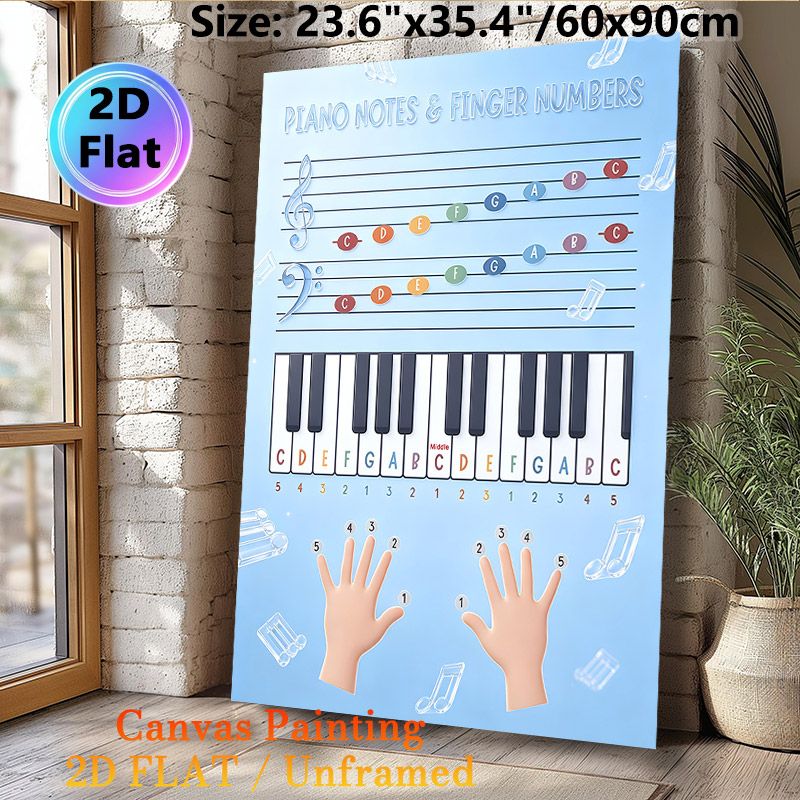 Piano Notes & Finger Numbers Painting Poster, Clear Educational Pastel-colored Music Guide Poster, Practical Visual Aid For Learning Piano Notes And_maomaolike.com