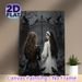 Gothic Dark Fantasy Painting Poster, Mysterious Moody Gothic-style Poster, Featuring Two Women With Crows By Ornate Iron Gate, Atmospheric Dark Decor_maomaolike.com