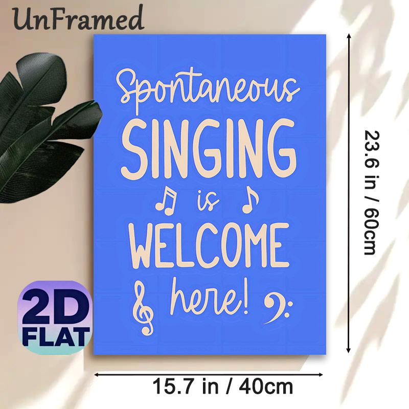 Music Slogan Painting Poster, Vibrant Blue Typographic Poster, Cheerful Music-themed Decor Ideal For Living Room, Music Studio Or Casual Home Spaces_maomaolike.com