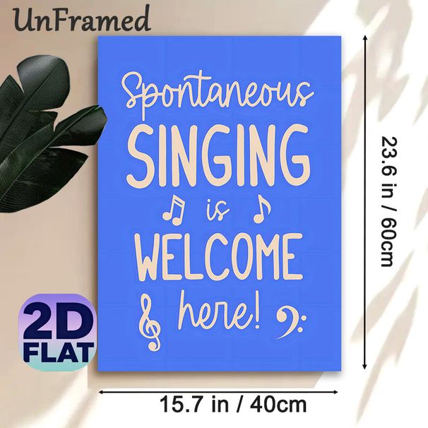 Music Slogan Painting Poster, Vibrant Blue Typographic Poster, Cheerful Music-themed Decor Ideal For Living Room, Music Studio Or Casual Home Spaces_maomaolike.com