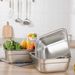 Vegetable Food Grade Stainless Steel Kitchen Strainer Square Sieve Rice Washing Flat Bottom Draining Basin_maomaolike.com
