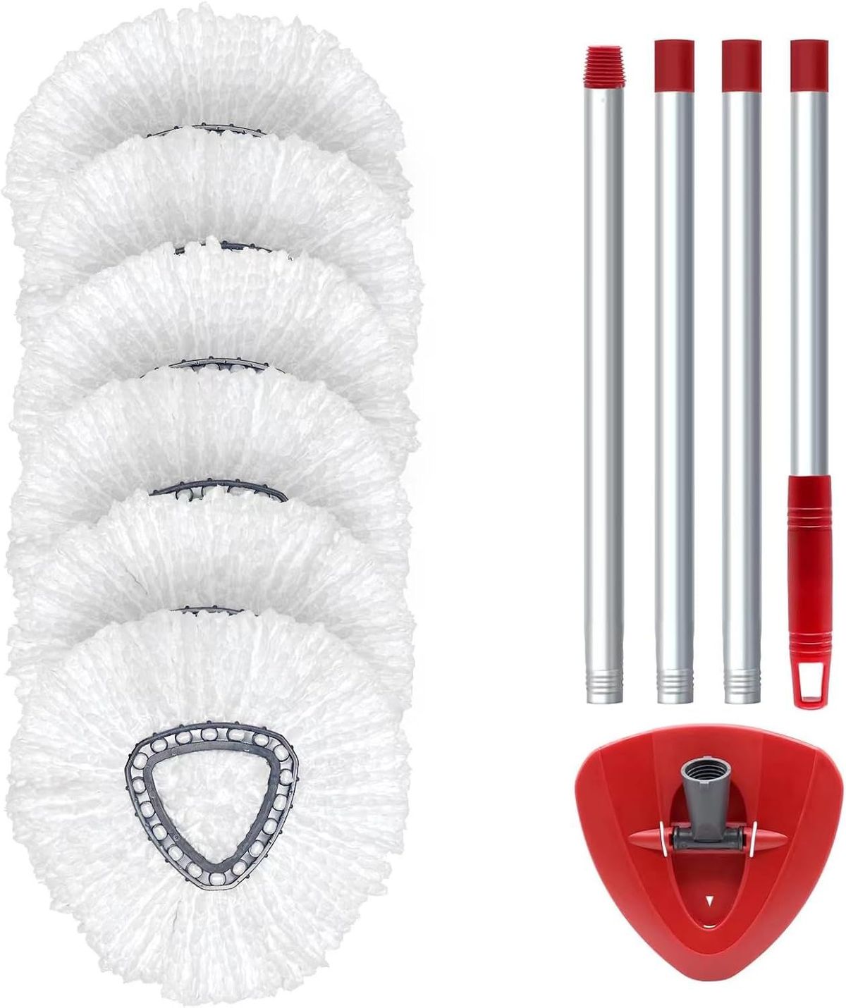 6 Pack O Cedar Spin Mop Replacement Mop HeSpin Mopd, Spin Mop Replacement Microfiber Mop Head, 360 Degree Easy Wringing Dust Mop Head With One Base And One Handle_maomaolike.com