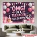 Pink Glitter 13th Birthday Banner - 2D Flat Polyester Wall Hanging With Number 13, Teen Room Party Decor, Photo Props_maomaolike.com