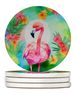 Hippie Animal Flamingo Large Sandstone Coasters Pack Of 4 Absorbent Round Coasters Decor Gifts For Men Or Women, 4 In, Multicolor_maomaolike.com