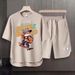 Men's Clothing 2024 Waffle Casual Summer Suit Men's Loose Teen Short sleeved T shirt Shorts Handsome Two piece Suit_maomaolike.com