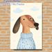 Dachshund Themed Painting Poster, Warm Cute Illustrated Dachshund In Floral Sweater With Cloud Backdrop Poster, Charming Decor Option For Living Room_maomaolike.com